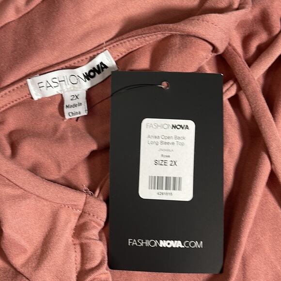 FASHION NOVA Anisa Open Back Long Sleeve Rose Top Size 2X - Picture 3 of 11